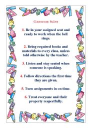 English Worksheet: classroom rules