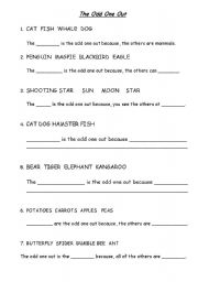 English worksheet: The Odd One Out