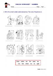 English Worksheet: Numbers