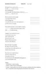 English worksheet: Memory song lyrics (Barbara Streisand)