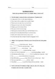 English Worksheet: GRAMMAR QUIZ
