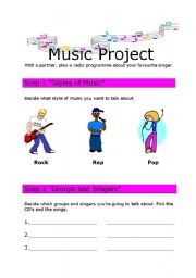 English worksheet: Music Project