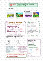 English Worksheet: Greeting and Introducing( 2 Sheets and Exercises)