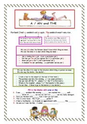 English Worksheet: ARTICLES (A /AN / THE)  2 pages 