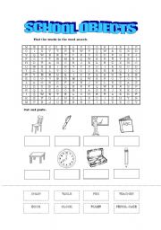 English Worksheet: school things
