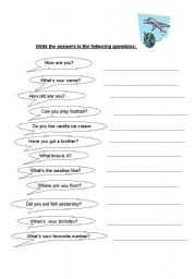 English worksheet: Basic questions