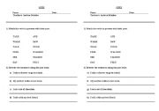 English worksheet: past tense quiz