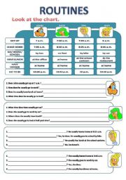 English Worksheet: ROUTINES