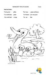 English Worksheet: colour the ducks