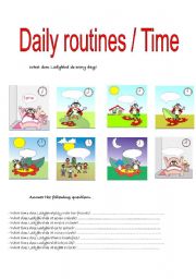 English Worksheet: Daily routines / Time.