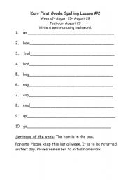 English worksheet: Spelling lesson #2