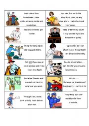 English Worksheet: Occupation Bingo Clue cards