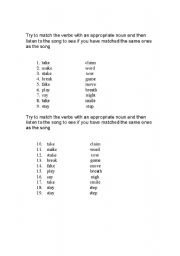 English Worksheet: Every breath you take actvity