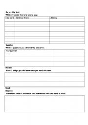 English worksheet: Prereading worksheet using SQ3R for high school