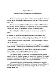 English worksheet: Japanese folktale