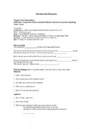 English Worksheet: Job Interview/Role-play
