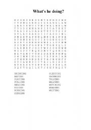 present continuous wordsearch