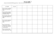 English worksheet: If you could questionnaire & pick a question