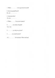 English Worksheet: can cant