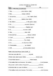 English worksheet: exercise of Oresent tense