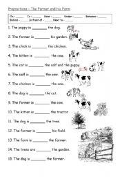 Prepositions : The farmer and his Farm.
