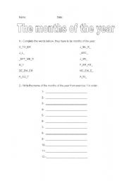 English Worksheet: THE MONTHS OF THE YEAR