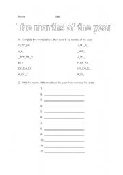 English worksheet: THE MONTHS OF THE YEAR