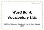 English Worksheet: A wordbank vocabulary list - format designed by me- that helps students maintain Mother Tongue and increase English academic vocabulary 