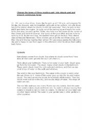 English Worksheet: changing the tenses of reading parts