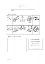 English worksheet: Vocabulary worksheet (toys)