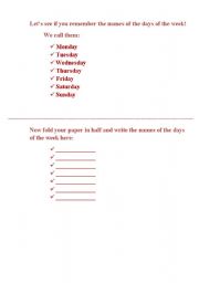 English worksheet: The days of the week + Listening 