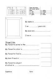 English worksheet: Identity sheet