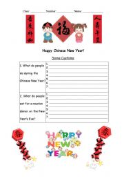 English Worksheet: Chinese New Year