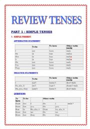 Review tenses (12 pages)