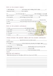 English worksheet: present simple or continuous