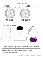 English Worksheet: Maths Mixture homework
