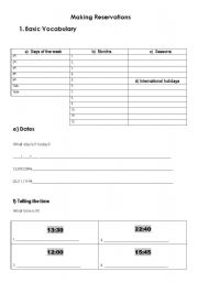 English Worksheet: Hotel Reservations