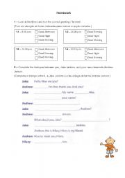 English worksheet: Introducing and Greeting