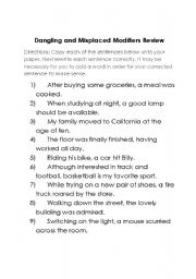 English Worksheet: Misplaced and Dangling Modifiers