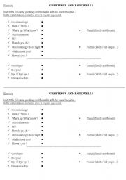 English Worksheet: Greetings and farewell - registers