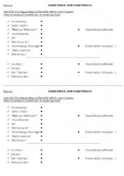 English worksheet: Greetings and farewell - registers