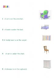 English Worksheet: Prepositions in ,on ,under