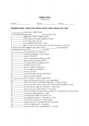 English worksheet: questions words