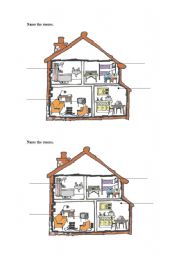 English Worksheet: Rooms in the house