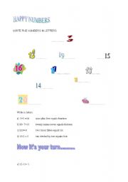 English worksheet: HAPPY NUMBERS