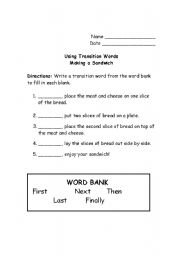 English worksheet: Transiton Words