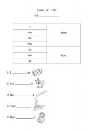 English worksheet: Have or Has