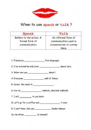 English Worksheet: Speak or Talk?
