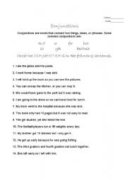 English Worksheet: conjunction worksheet 2