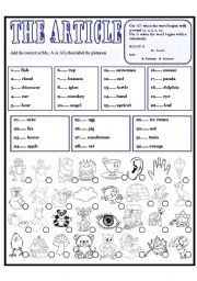 English Worksheet: THE ARTICLE